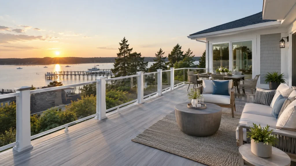 Tufdek waterproof vinyl deck on a coastal Delaware home